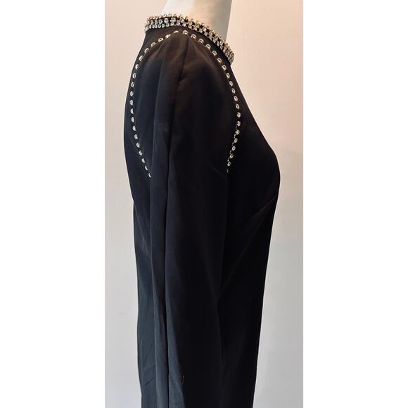 NWOT IEENA for Mac Duggal Black Long Sleeve Gown with Rhinestone Detailing US 8 - Picture 3 of 12